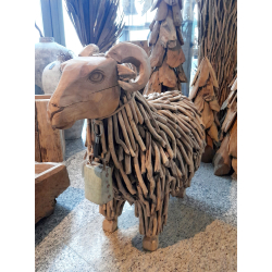 Baran z drewna tekowego Dekoracja Ozdoba 1:1 XL